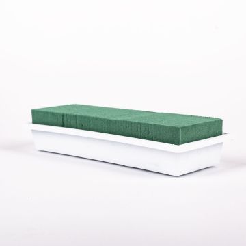 Rechteckige Steckschaum Schale MOMOKO für Blumengestecke, grün-weiß, 24,5x9x4,5cm